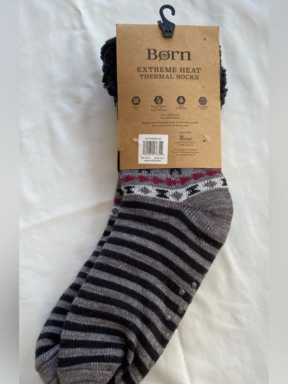 Born Thermal Socks in Black, Gray & Red Accent for Size 6-12